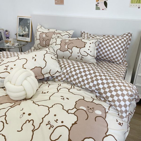 Cute Cartoon Style Four-piece Bed Linen Duvet Set Small Fresh Bedding Four-Piece Set Kawaii Bedding - Image 2