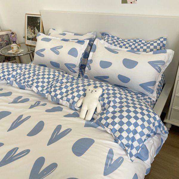 Cute Cartoon Style Four-piece Bed Linen Duvet Set Small Fresh Bedding Four-Piece Set Kawaii Bedding - Image 3