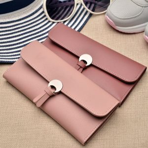 Ladies Long Wallet Korean Style Three-Fold Buckle Multi-Card Soft Leather Wallet